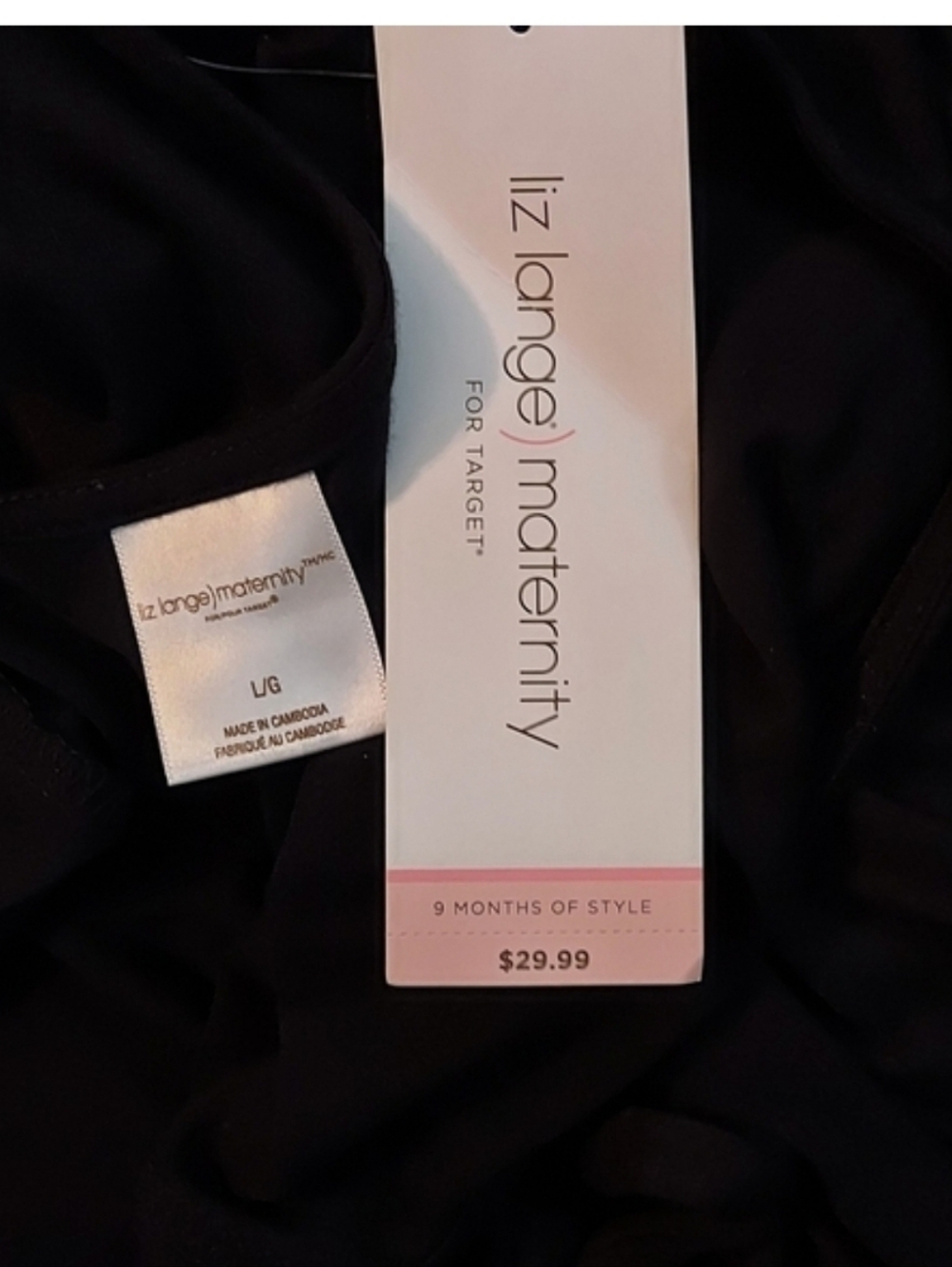 NWT Liz Lange Black V Neck Tank Maternity Dress ~sz Large - Picture 5 of 5